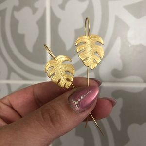 Sterling silver gold plated Monstera earrings 🌿